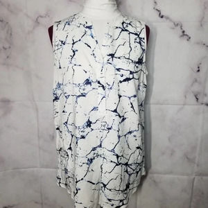 ❤️SANDRA marble v-neckline sleeveless blouse S
